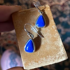 Lapis Lazuli set in Sterling Silver Teardrop Earrings